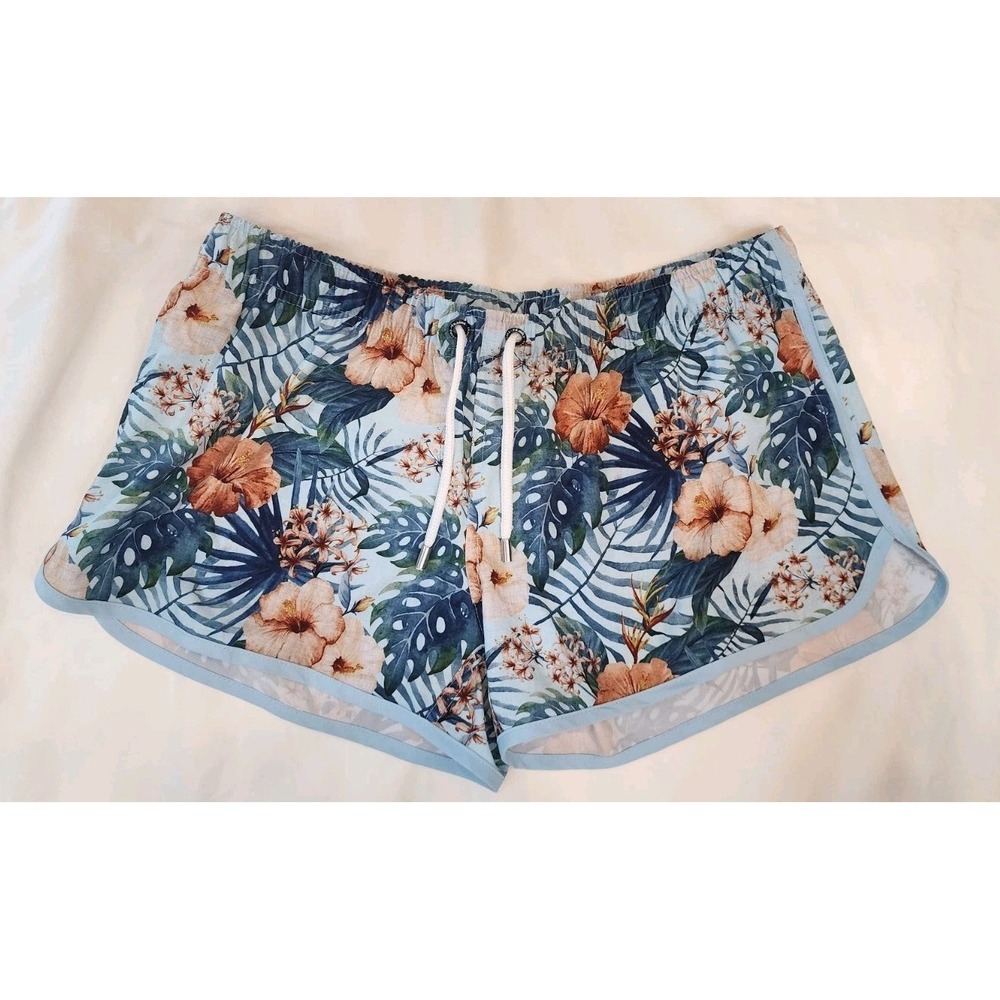 Franks Australia  Women's MAUI SKY Blue Floral Board Sport Shorts Large Hawaiian